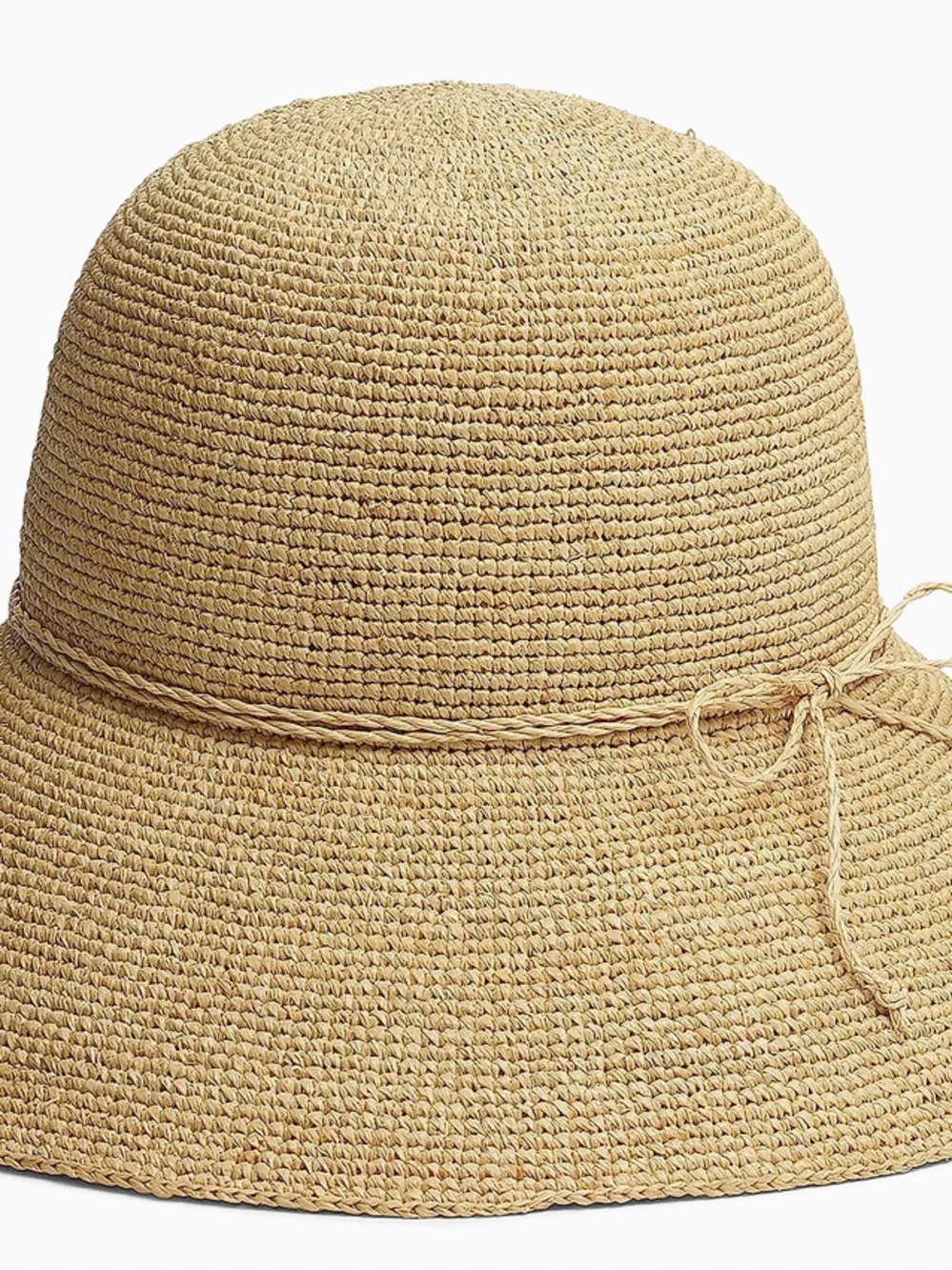 100% Real Raffau Sun Hat with Tie Detail - Natural